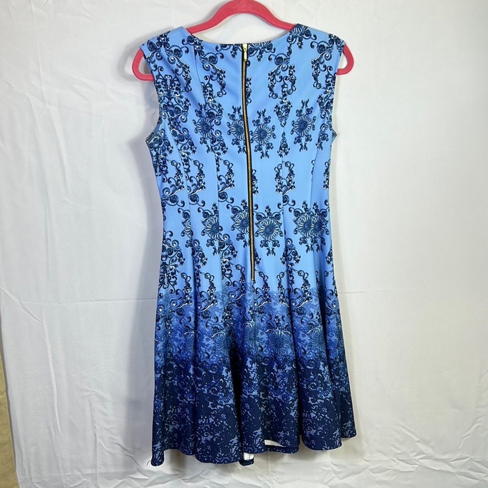 Established 1962 Sleeveless Blue Midi Dress Size 4 Zip Back Like New - Picture 4 of 5